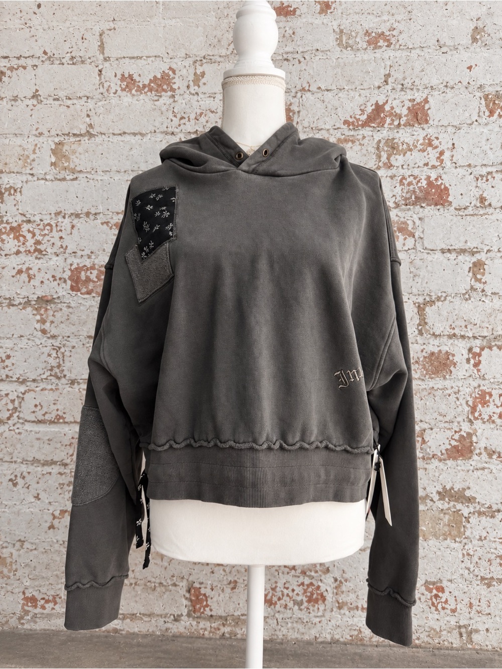 NWT Honor The Gift XL Inner City Patchwork Cropped Hoodie